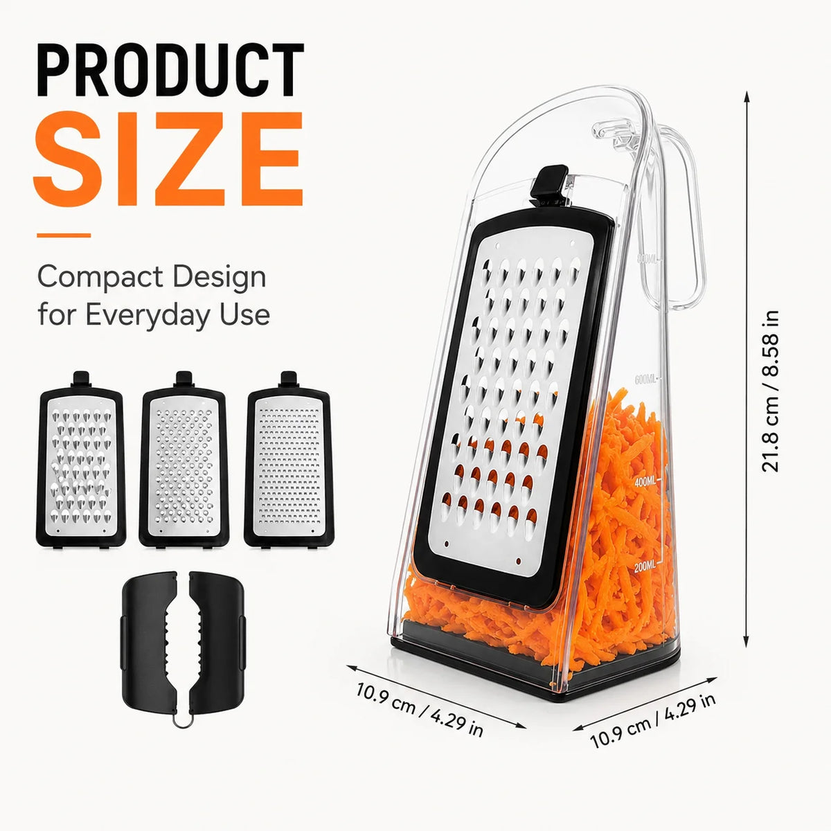 Multifunctional Cheese Grater with 3 Replaceable Blades Storage Box Cleaning Brush for Vegetable Fruit Chocolate Shredding