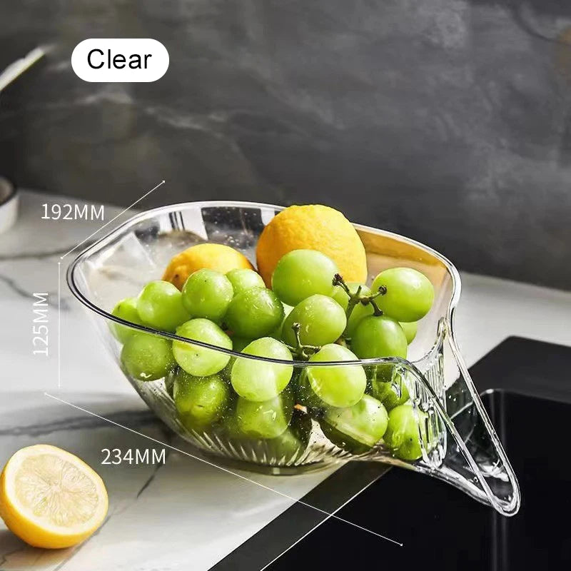 Multi-Functional Drain Basket, Wet/Dry Separation Sink Colander with No-Slip Design, Fruit Cleaning Bowl with Strainer Container