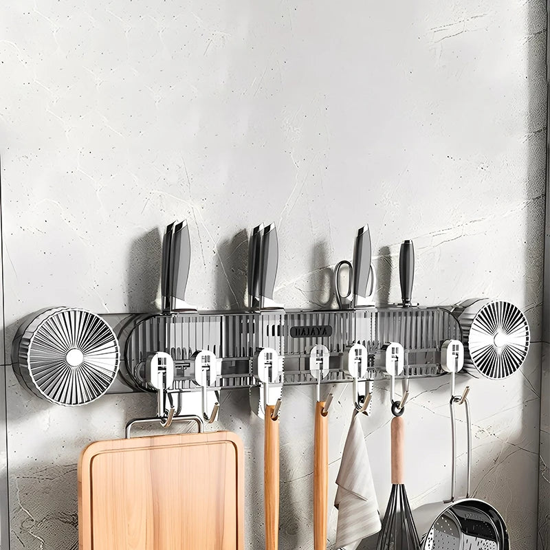 No-Drill Hook Knife Holder Kitchen Wall-Mounted Multi-Functional Spatula Holder and Knife Rack