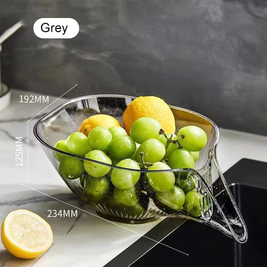 Multi-Functional Drain Basket, Wet/Dry Separation Sink Colander with No-Slip Design, Fruit Cleaning Bowl with Strainer Container