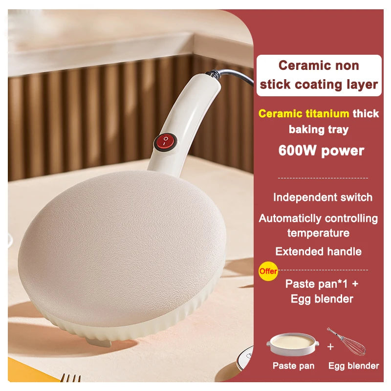 Mini Automatic Electric Crepe Maker Spring Cake Pie Cooker Non-Stick Pizza Griddle Pancake Pan Pot Baking Grill Cooking Plate EU