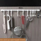 3913 Punch-Free Sliding Track Hook Kitchen Cabinet Door Rear 1 Row 10 Hooks Hanger Rod Adhesive Hook Row Storage