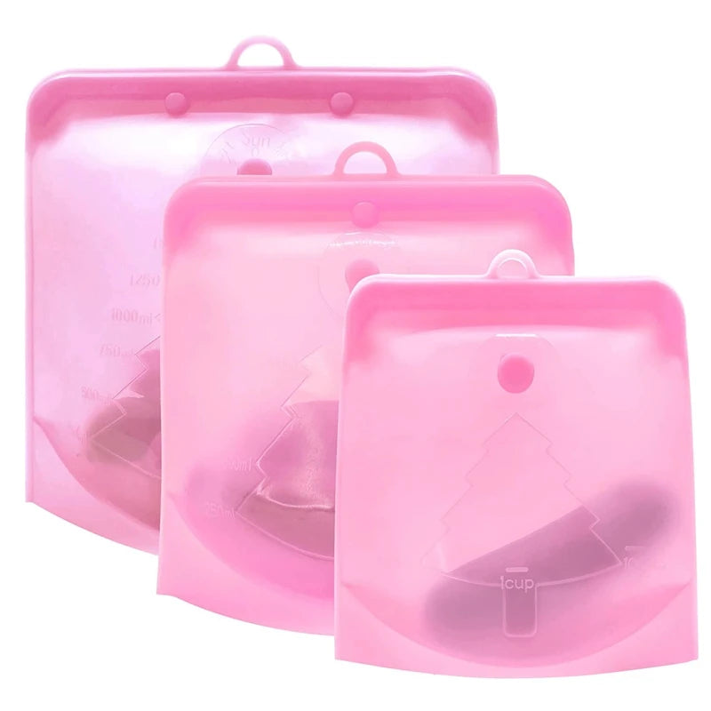 Silicone Reusable Food Bag 1 Piece 1500Ml 50Oz Leakproof Containers Reusable Fresh Bag Food Storage Bag Freezer Bag Snack