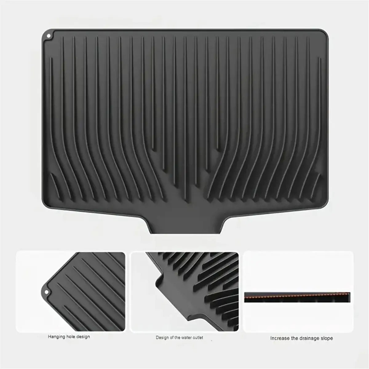 828New Silicone Dish Drying Mat Silicone Draining Pad Diversion Opening Slope Dish Cup Storage Pad Non-Slip Mats
