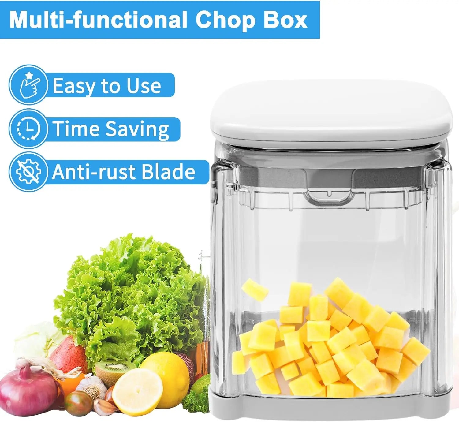 French Fry Cutter 4-In-1 Is Suitable for French Fries, Onion Food Chopper and Apple Slicer Manual Vegetable Cutter with 4 Blades