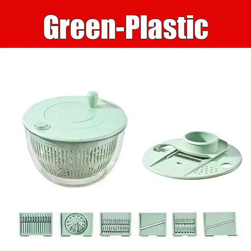 7‑Piece Multifunction Salad Spinner Set Vegetable Washer Salad Chopper Slicer Shredder Grater Salad Bowl with Lid Kitchen Gadget