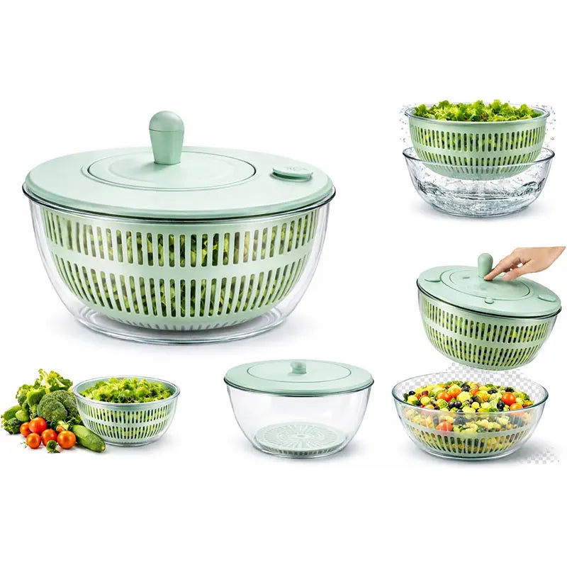 7‑Piece Multifunction Salad Spinner Set Vegetable Washer Salad Chopper Slicer Shredder Grater Salad Bowl with Lid Kitchen Gadget