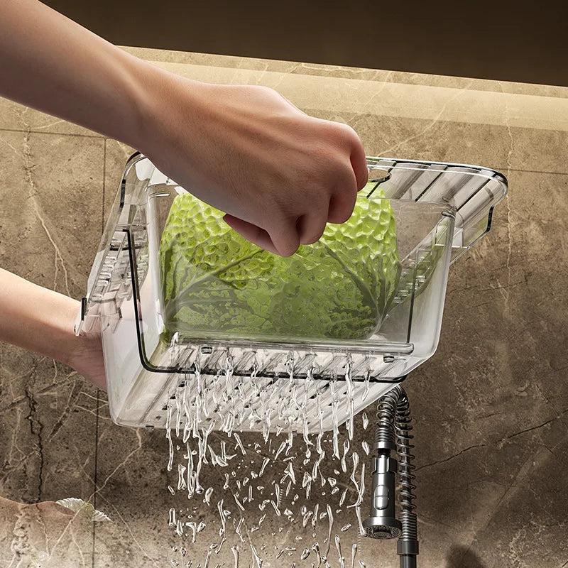 Kitchen Telescopic Drainage Rack, Vegetable Washing Basin, Drainage Basket, Household Filter Basket, Sink, Vegetable Basket