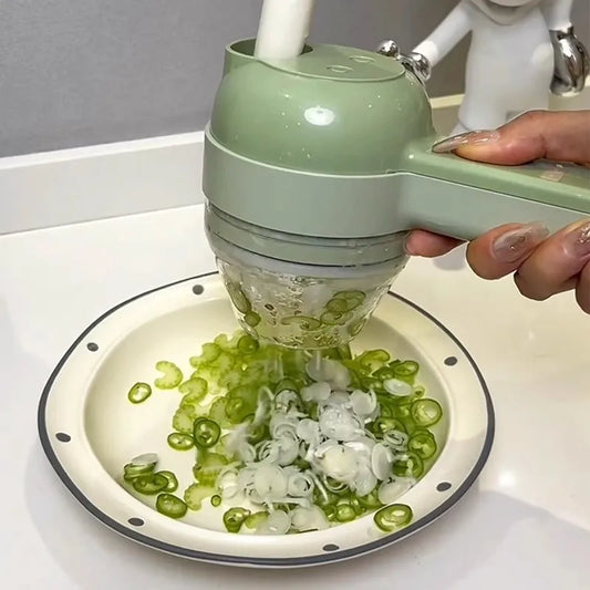 4 in 1 Electric Vegetable Cutter Food Peel Slicer Handheld Wireless Garlic Masher Food Chopper Meat Grinder Home Kitchen Mincer