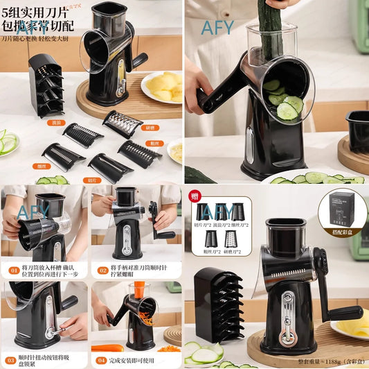 Multi-Functional Manual Vegetable Slicer Shredder Cutter for Potatoes Radishes Carrots Cabbage Zucchini for Home Kitchen