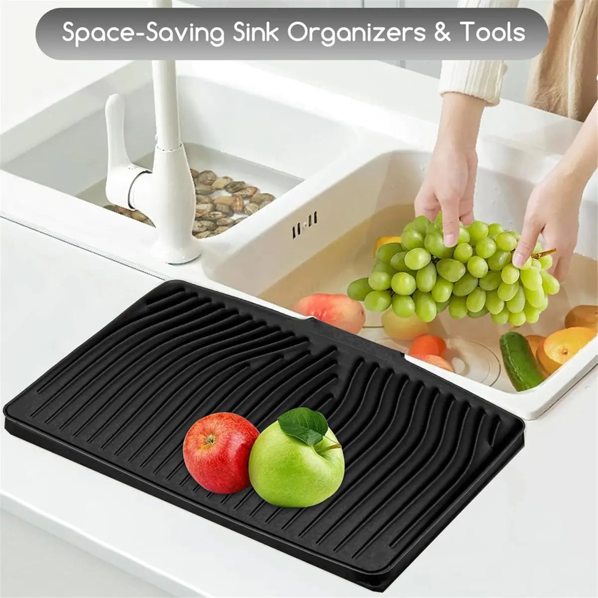 828New Silicone Dish Drying Mat Silicone Draining Pad Diversion Opening Slope Dish Cup Storage Pad Non-Slip Mats