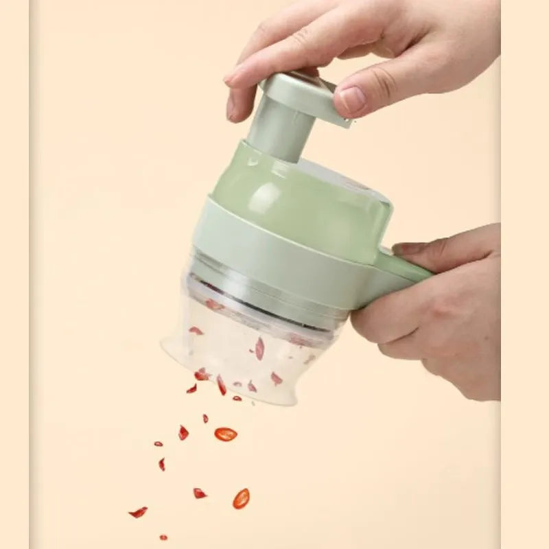 4 in 1 Electric Vegetable Cutter Food Peel Slicer Handheld Wireless Garlic Masher Food Chopper Meat Grinder Home Kitchen Mincer