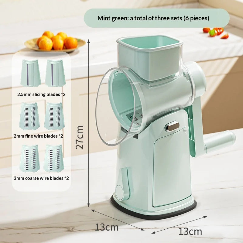 Multi-Function Vegetable Cutter 10 in 1 Rotary Cheese Grater Shredder Mandoline Slicer Waffle Cutter Nut Chopper for Home