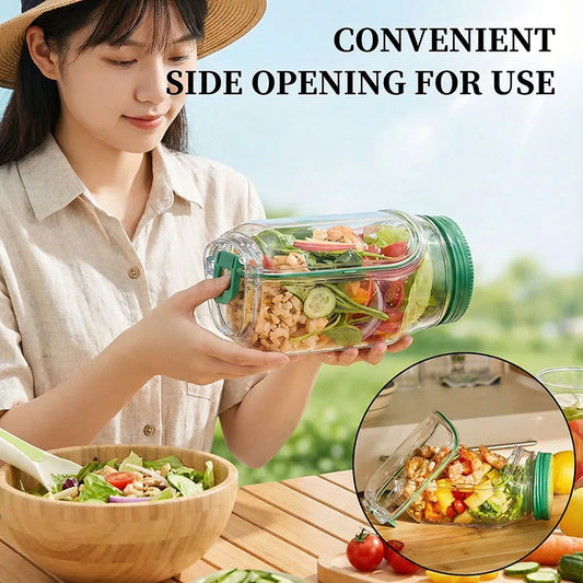 Leakproof Salad Jar, Vertical Layering Plastic Salad Jars, Lunch Box Container, Leakproof Fresh Transparent Food Container