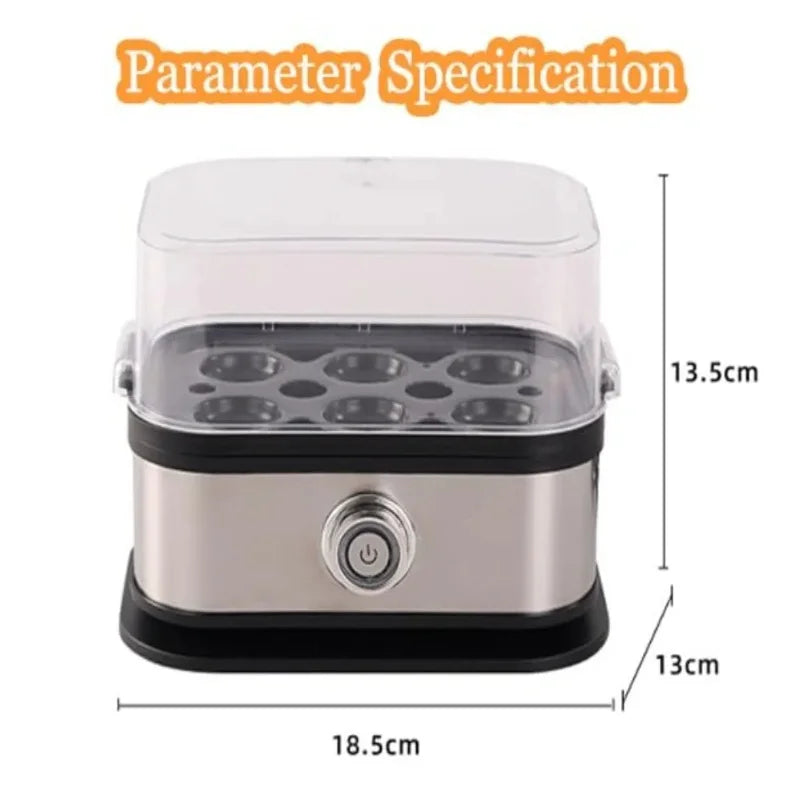 200W Power Eggs Boiler Space Saving Auto Shut-Off Smart Egg Cooker 6 Eggs Capacity Stainless Steel Rapid Egg Cooker