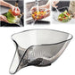 Multi-Functional Drain Basket, Wet/Dry Separation Sink Colander with No-Slip Design, Fruit Cleaning Bowl with Strainer Container