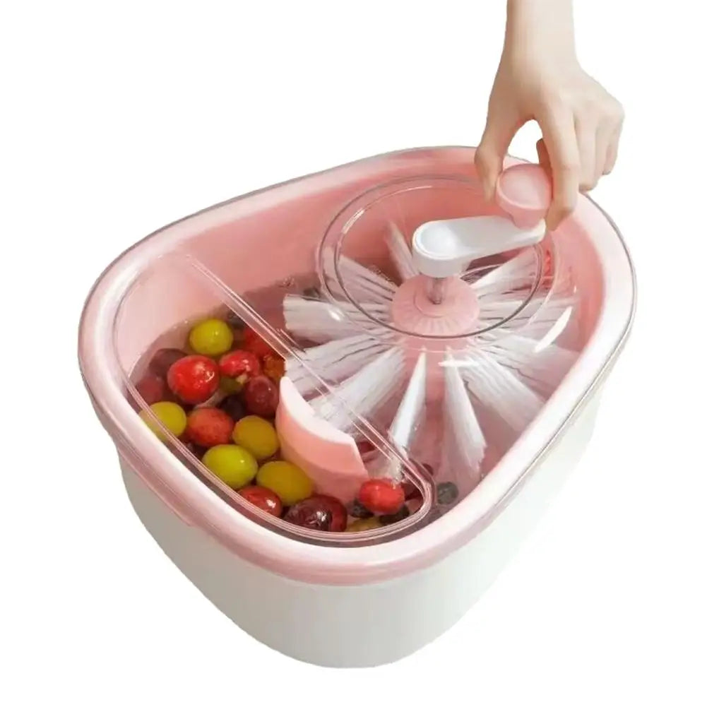 Vegetable and Fruit Washing Machine with Bowl Cover Drain Basket Full Side Rotation Cleaning Kitchen Accessories 1Pcs 2026 New