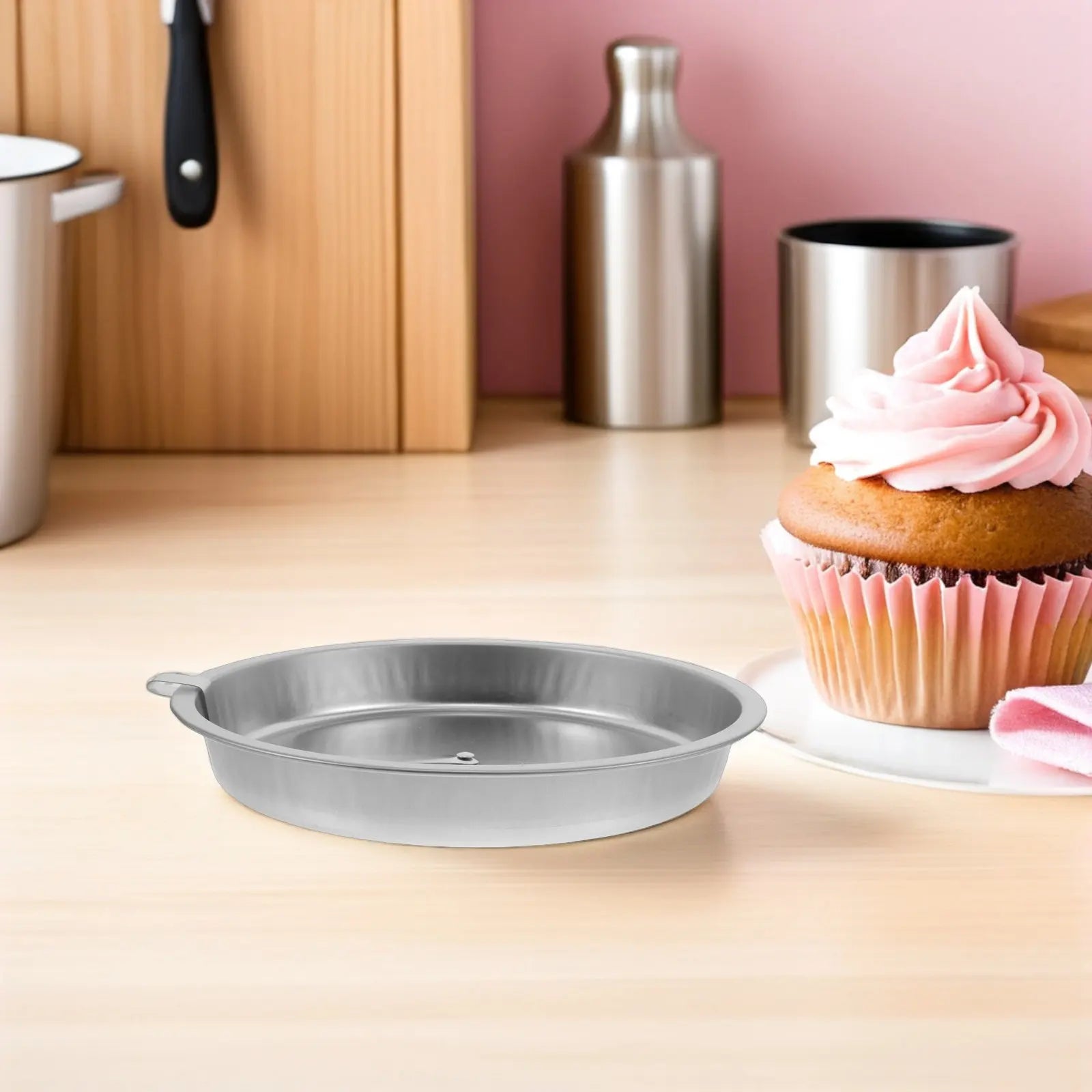 Round Stainless Steel Cake Pan 24.5 Cm Nonstick Baking Mold for Cheesecake Sponge Cake Birthday Desserts Oven Safe Dishwasher