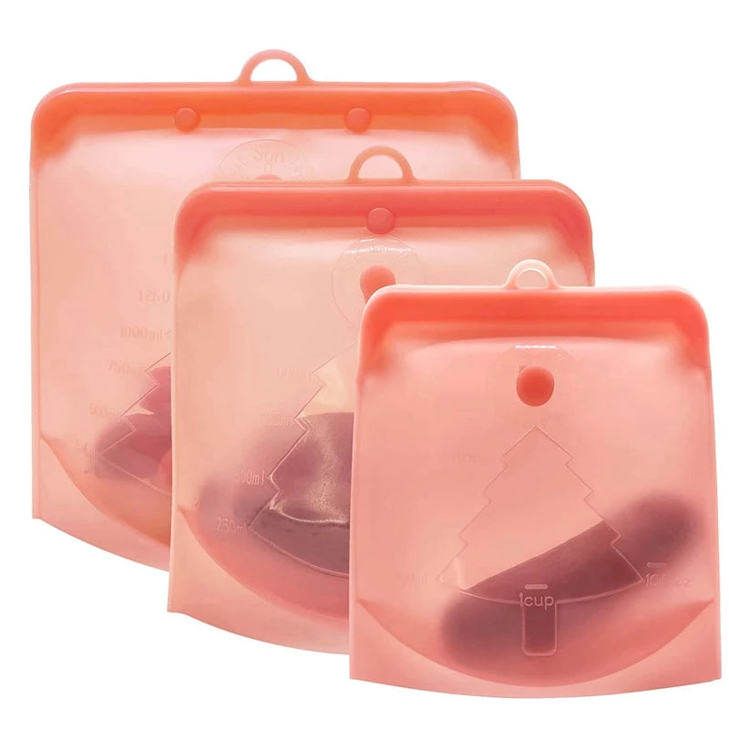 Silicone Reusable Food Bag 1 Piece 1500Ml 50Oz Leakproof Containers Reusable Fresh Bag Food Storage Bag Freezer Bag Snack