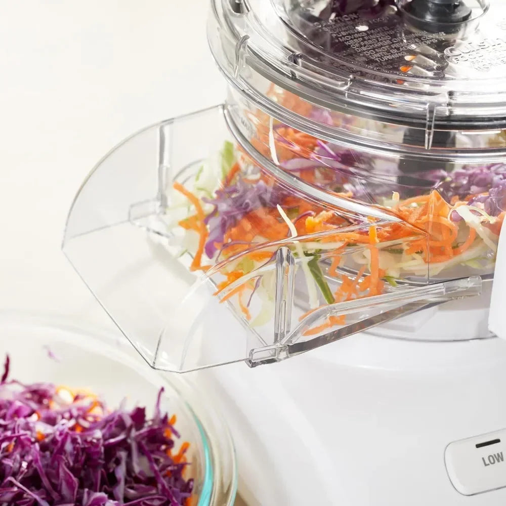 SAT 9-Cup Continuous Feed Food Processor with Fine and Medium Reversible Shredding and Slicing Disc, Universal Blade, Household