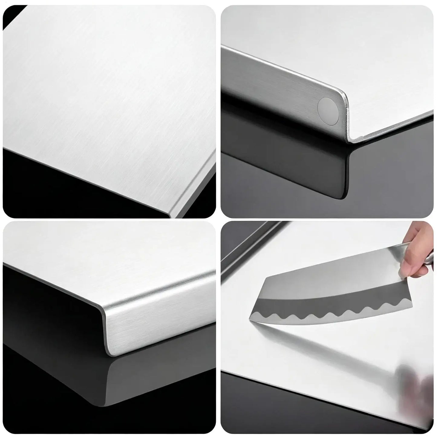 Steel Cutting Board with Counter Lip Stainless Steel Large Non-Slip Chopping Tool Countertop Cutting Board for Raw Cooked Bread