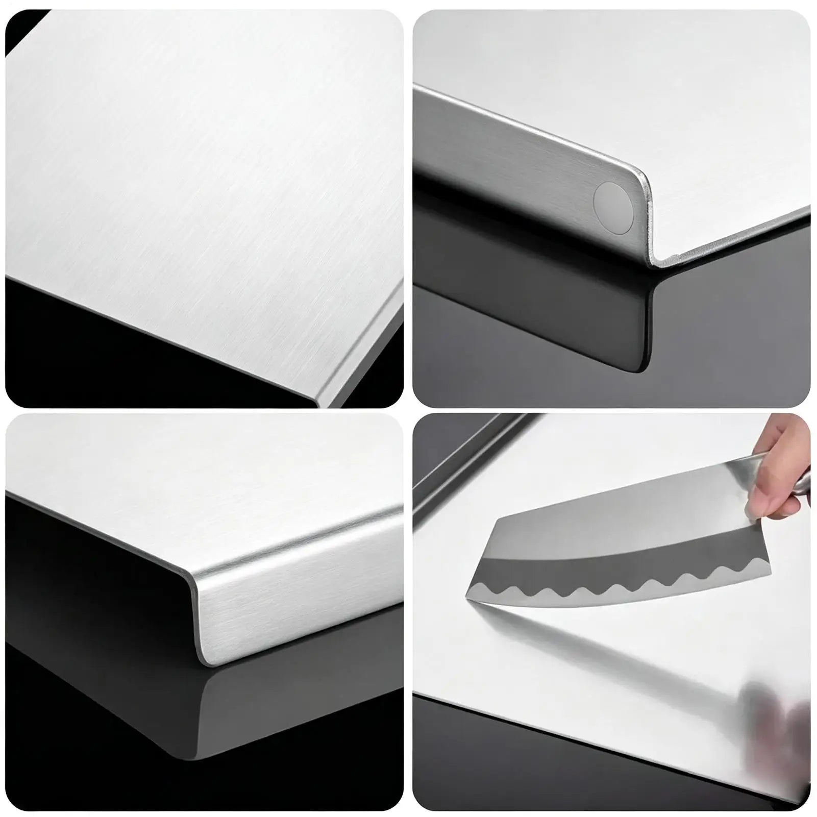 Steel Cutting Board with Counter Lip Stainless Steel Large Non-Slip Chopping Tool Countertop Cutting Board for Raw Cooked Bread