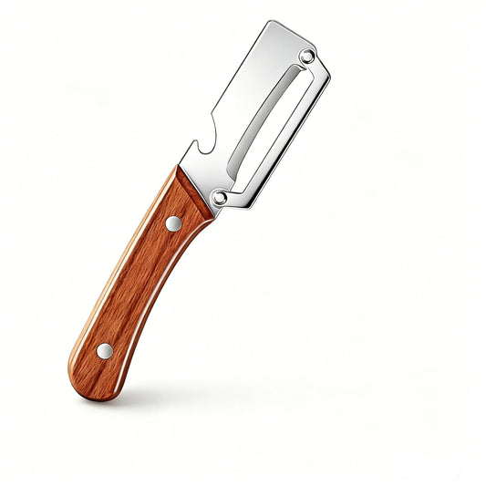 Multi Functional Vegetable Peeler Stainless Steel with Wooden Handle Fruit Potato Slicer Bottle Opener Kitchen Peeling Tools