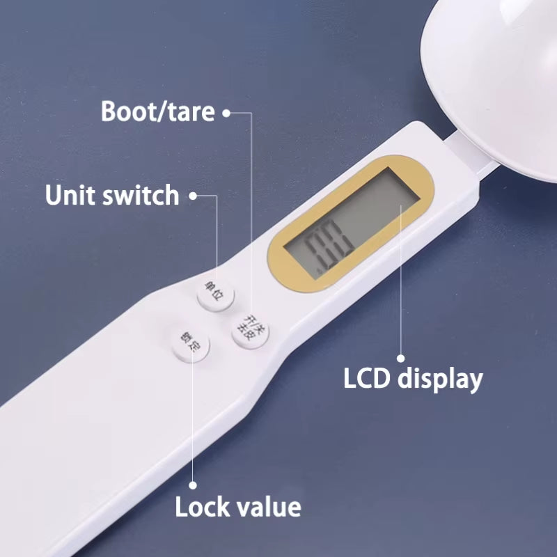 Weighing Spoon Scale Home Kitchen Tool Electronic Measuring Coffee Food Flour Powder Baking LCD Digital Measurement Adjustable
