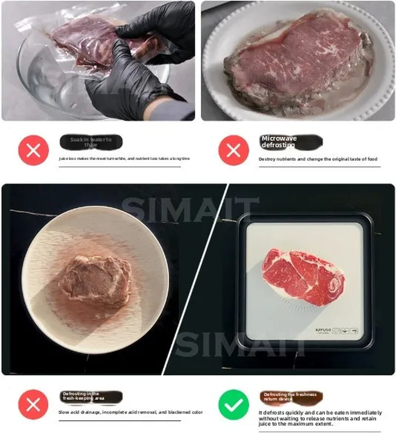 Type-C Fast Charging Defrost Box Quick Thaw Machine Frozen Meat Beef Seafood Rapid Defrosting Plate Kitchen Food Thawing Tool
