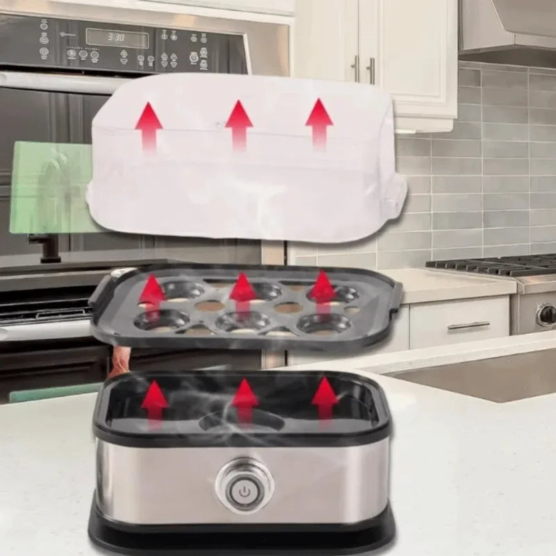 200W Power Eggs Boiler Space Saving Auto Shut-Off Smart Egg Cooker 6 Eggs Capacity Stainless Steel Rapid Egg Cooker