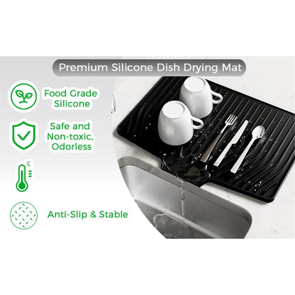 828New Silicone Dish Drying Mat Silicone Draining Pad Diversion Opening Slope Dish Cup Storage Pad Non-Slip Mats