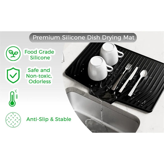 828New Silicone Dish Drying Mat Silicone Draining Pad Diversion Opening Slope Dish Cup Storage Pad Non-Slip Mats