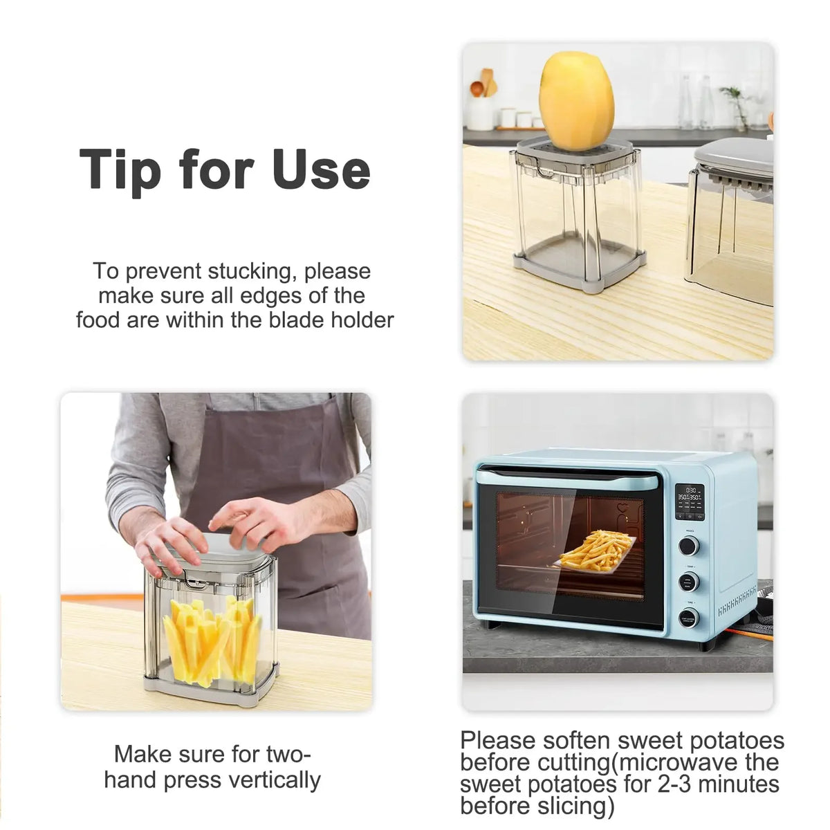 Food Chopper Cutter 4-In-1 Hand Fries Vegetable Cutter Fruit Chopper Cutter Portable Kitchen Tool with Storage Box