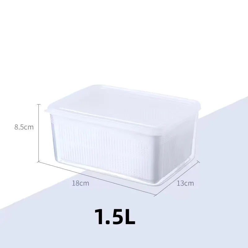 Refrigerator Organizer Fridge Storage Box Fresh Vegetable Fruit Boxes Drain Basket Storage Containers Pantry Kitchen Organizer