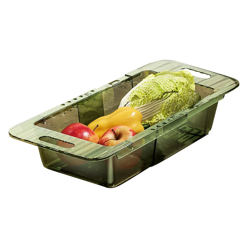 Kitchen Telescopic Drainage Rack, Vegetable Washing Basin, Drainage Basket, Household Filter Basket, Sink, Vegetable Basket