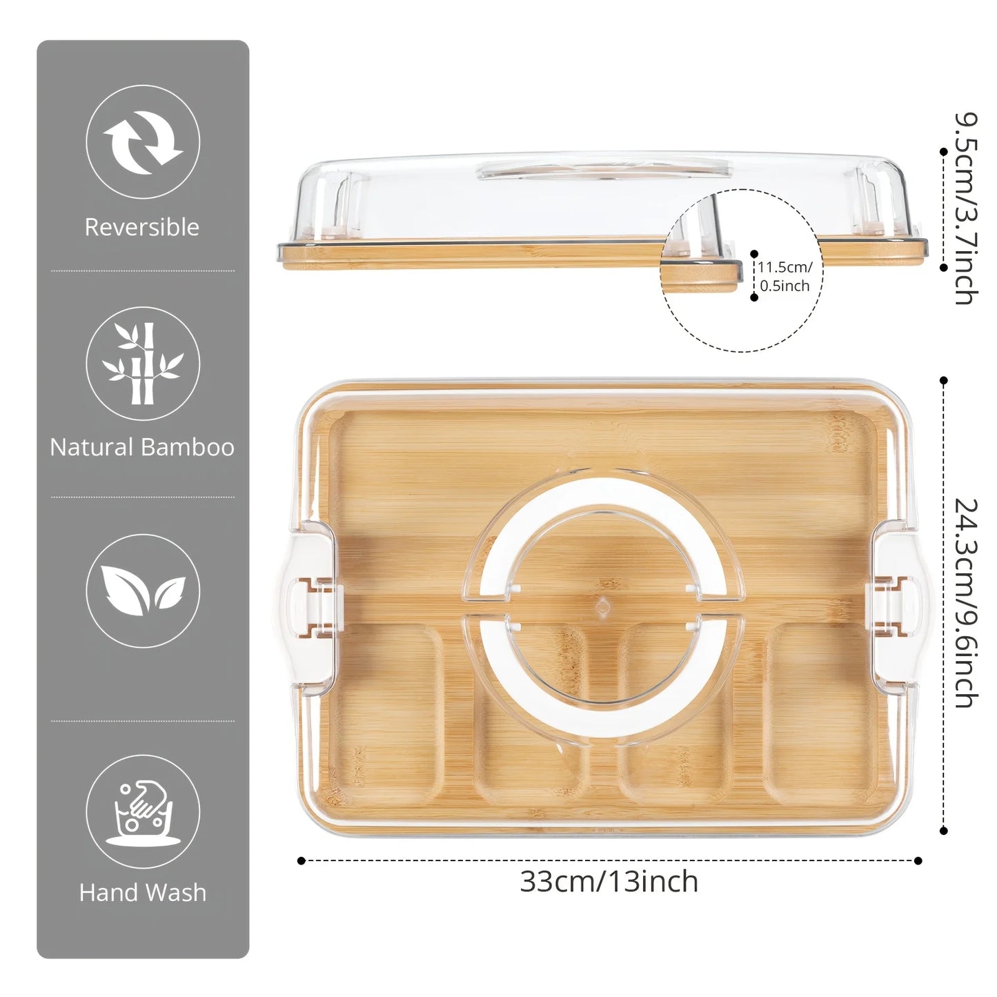 Deli Platters with Transparent Lids, Portable Travel Cheese Platters, Kitchen Chopping Boards, Housewarming Gifts for Women