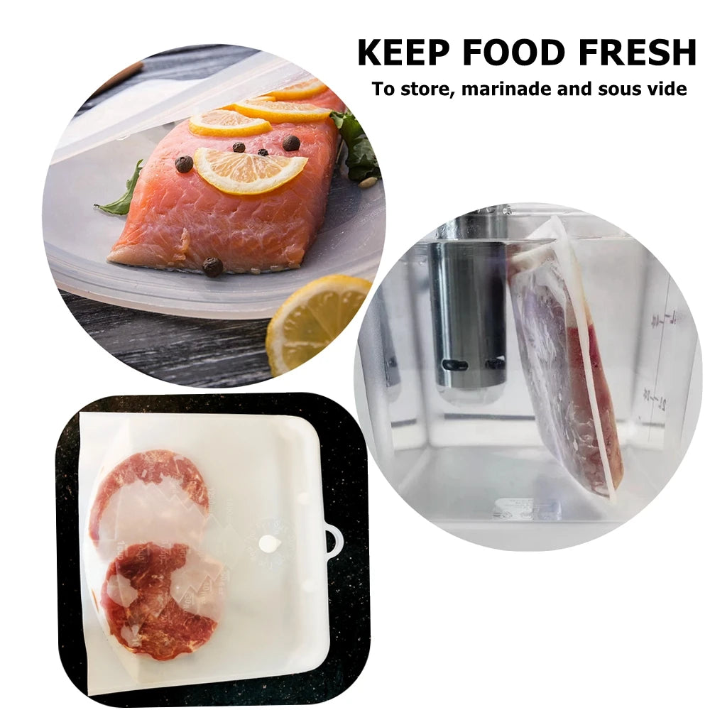 Silicone Reusable Food Bag 1 Piece 1500Ml 50Oz Leakproof Containers Reusable Fresh Bag Food Storage Bag Freezer Bag Snack
