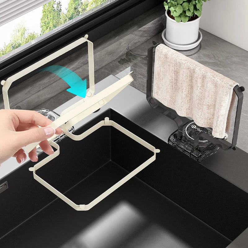 Kitchen Sink Filter Rack Suction Cup Iron Drain Filter Screen Household Strong Load-Bearing Foldable Upright