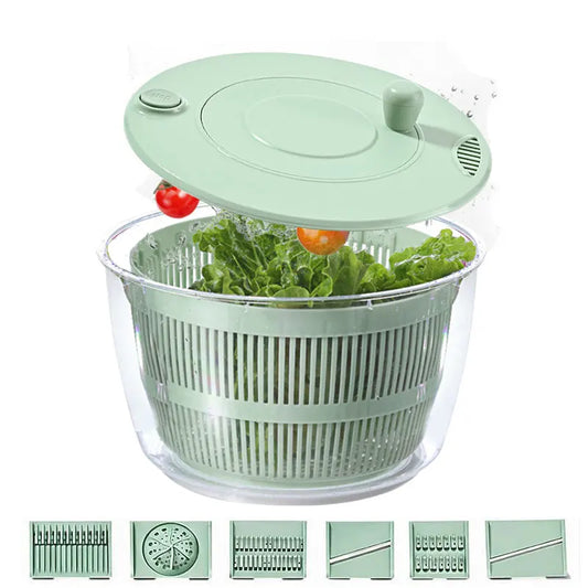 7‑Piece Multifunction Salad Spinner Set Vegetable Washer Salad Chopper Slicer Shredder Grater Salad Bowl with Lid Kitchen Gadget