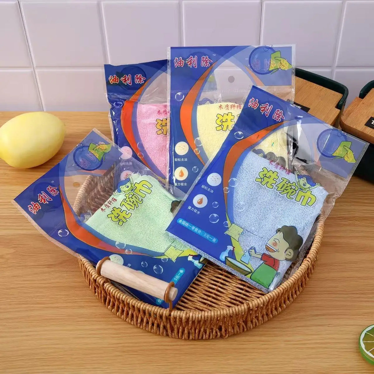 Non-Stick Oil Kitchen Towel Oil Removal Dishwashing Hand Towel Independent Packaging Bamboo Fiber Kitchen Oil Stain Removal