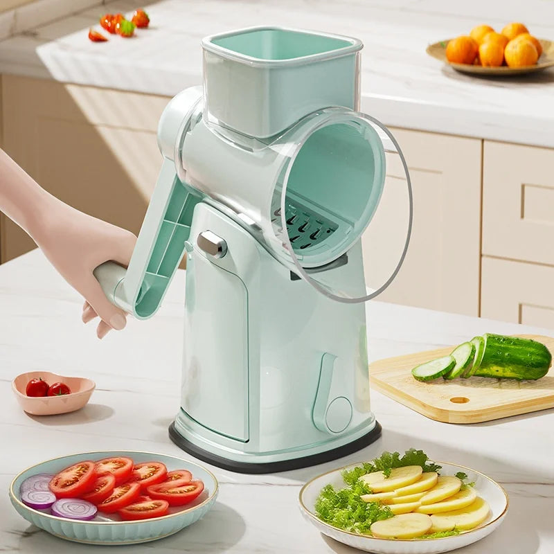 Multi-Function Vegetable Cutter 10 in 1 Rotary Cheese Grater Shredder Mandoline Slicer Waffle Cutter Nut Chopper for Home