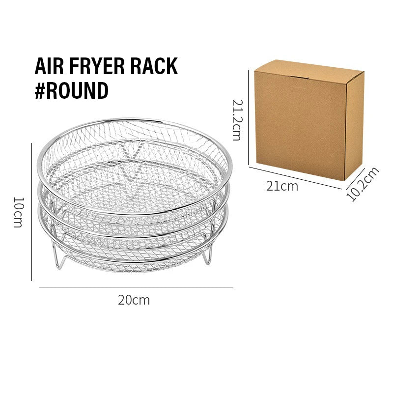 3 Layer Air Fryer Grille Suitable for Air Fryers Oven Grill Stainless Steel Stackable Grill Kitchen Utensils Cook Multiple Foods