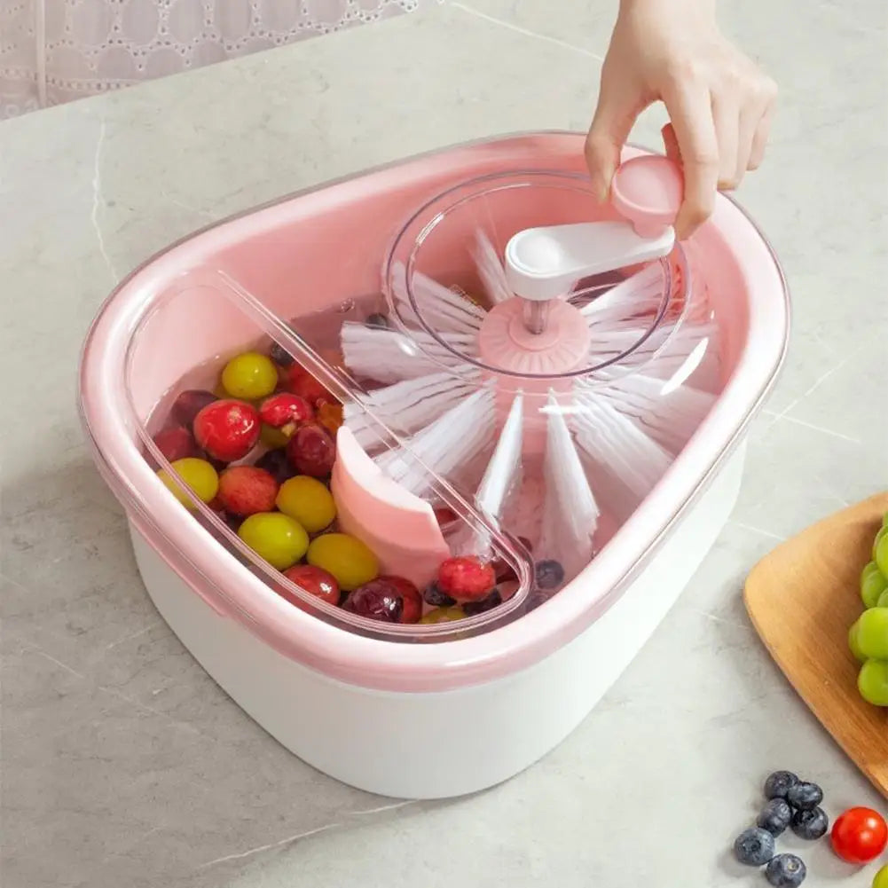 Vegetable and Fruit Washing Machine with Bowl Cover Drain Basket Full Side Rotation Cleaning Kitchen Accessories 1Pcs 2026 New