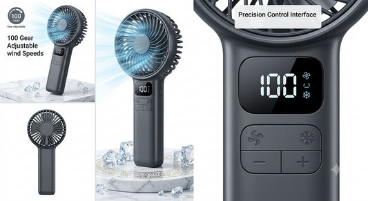 Turbo Handheld Fan with Cooling Pad – 13,000 RPM, 5200mAh