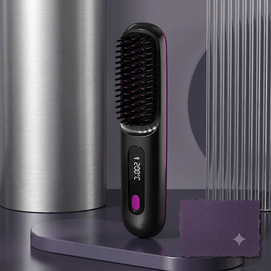 Wireless 2-in-1 Hair Straightener & Curler – Portable Negative Ion Straightening Comb