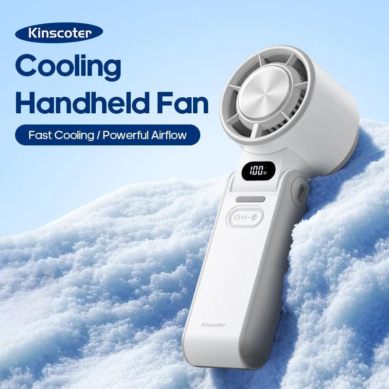 Portable High Speed Cooling Handheld Fan 3600Mah Rechargeable 100 Wind Speeds Adjustable Mini Foldable Air Cooling Turbo Fan