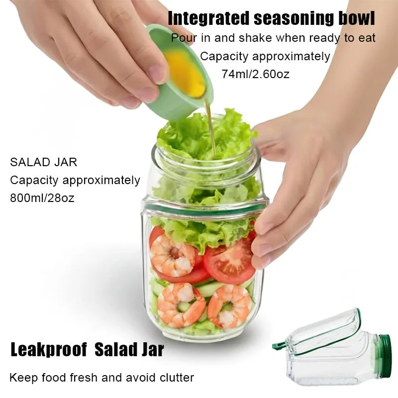 Leakproof Salad Jar, Vertical Layering Plastic Salad Jars, Lunch Box Container, Leakproof Fresh Transparent Food Container