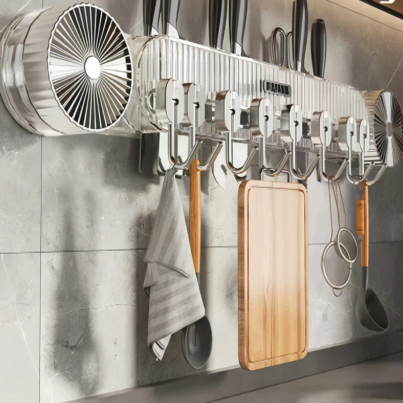 No-Drill Hook Knife Holder Kitchen Wall-Mounted Multi-Functional Spatula Holder and Knife Rack