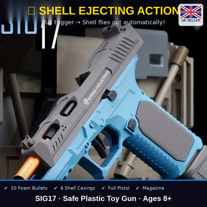SIG17 BB Toy Gun Shell Ejecting Action – Foam Bullet Toy Gun for Kids
