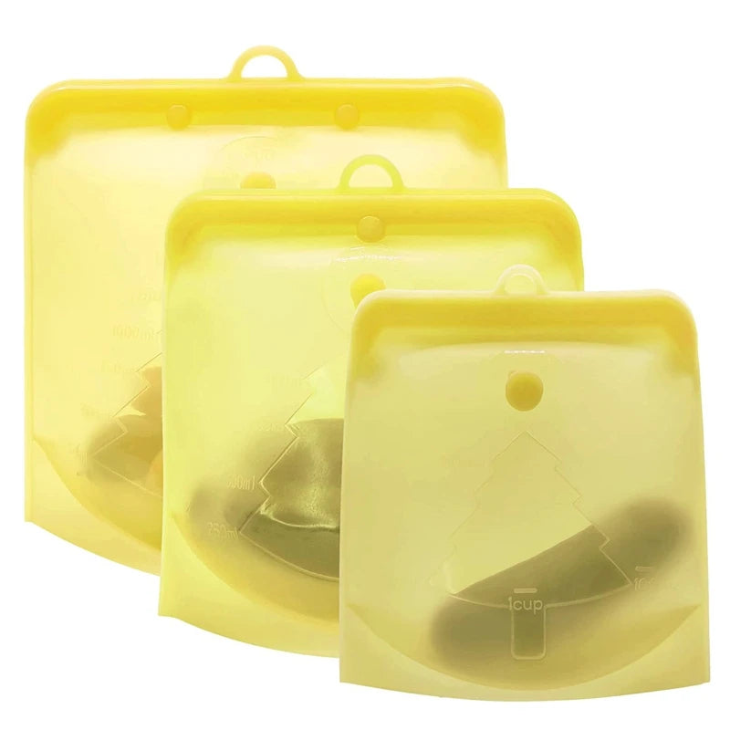 Silicone Reusable Food Bag 1 Piece 1500Ml 50Oz Leakproof Containers Reusable Fresh Bag Food Storage Bag Freezer Bag Snack